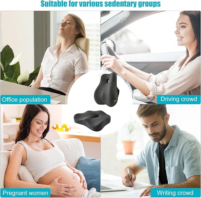 Seat Cushion and Lumbar Support Pillow Set, Sciatica Relieving Coccyx Cushion,hemorrhoid Cushion,Chair Back Support,Ergonomic Cushion&Pillow,Office Chair Cushions for Back and Butt(Dark Grey)