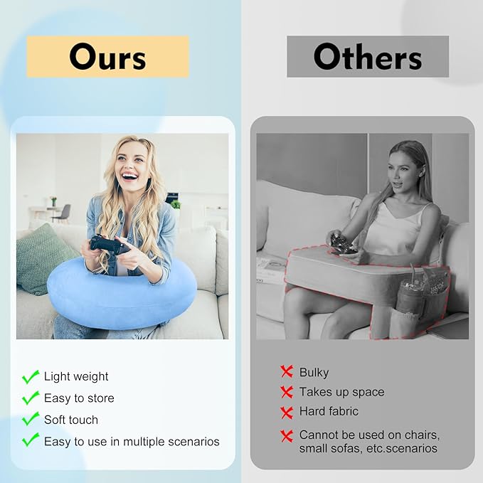 Gaming Pillow Arm Support Pillow for Bed & Sofa: Ergonomic U-Shaped Lap Pillow with Elbow Rest for Adults & Kids - Reduces Arm Pain & Fatigue During Gaming, Reading, Working & Crocheting