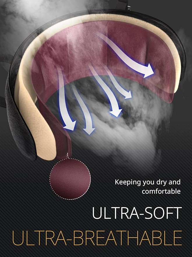 Bonairest Travel Pillow, Airplane Neck Pillow with 3D Eye Mask for Sleeping, Round Edge Plane Head Strap 360°Headrest Support for Long Flight, Stop Bobblehead, Travel Essential for Car Road Trip Red