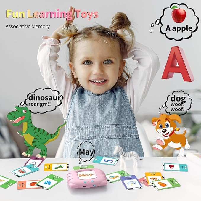Educational Learning Toys - 520 Sight Words Talking Flash Cards, Autism Sensory Toys, Pocket Speech for Toddlers, Toddler Toys for 1 2 3 4 5 6 Year-Old Kids, Girls, Birthday/Easter Gift, Pink