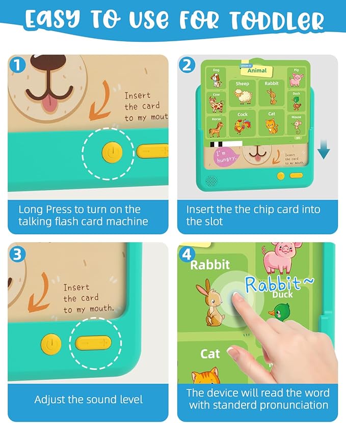 500 Words Talking Flash Cards Sound Book for Toddlers 1-3, Montessori Learning Toys for Kids 3 4 5 6 Year Old, Speech Therapy Sensory Toys for Autism Children, Christmas Birthday Gifts for Boys Girls