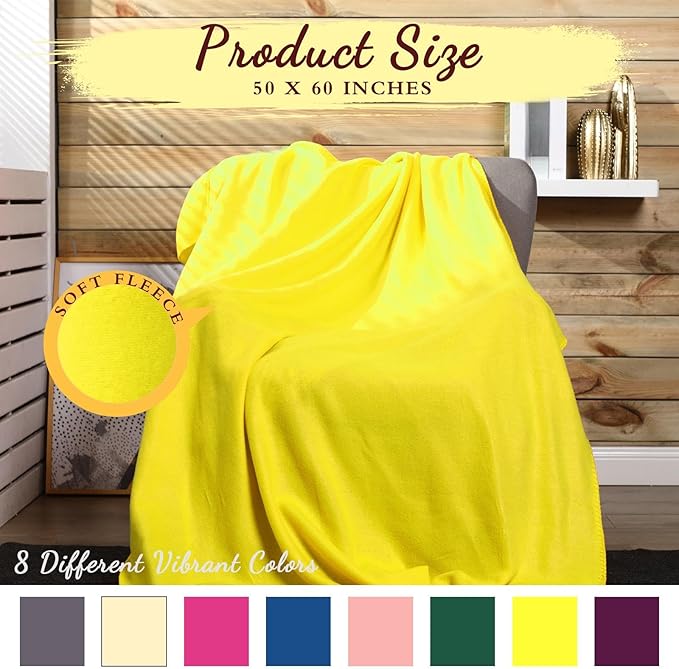 Kinlop Fleece Blanket Bulk 60 x 50 Inch Soft Lightweight Fleece Cozy Blanket Warm Throw Plush Pet Throw for Bed Couch Sofa Home Office Wedding Gifts Travel Camping(Vibrant Color,40 Packs)