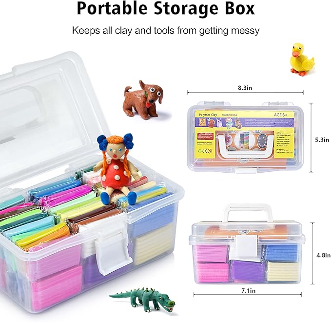Aestd-ST Polymer Clay 60 Colors, Modeling Clay for Kids DIY Starter Kits, Oven Baked Model Clay, Non-Sticky,with Sculpting Tools, Holiday Gift for Children and Artists.