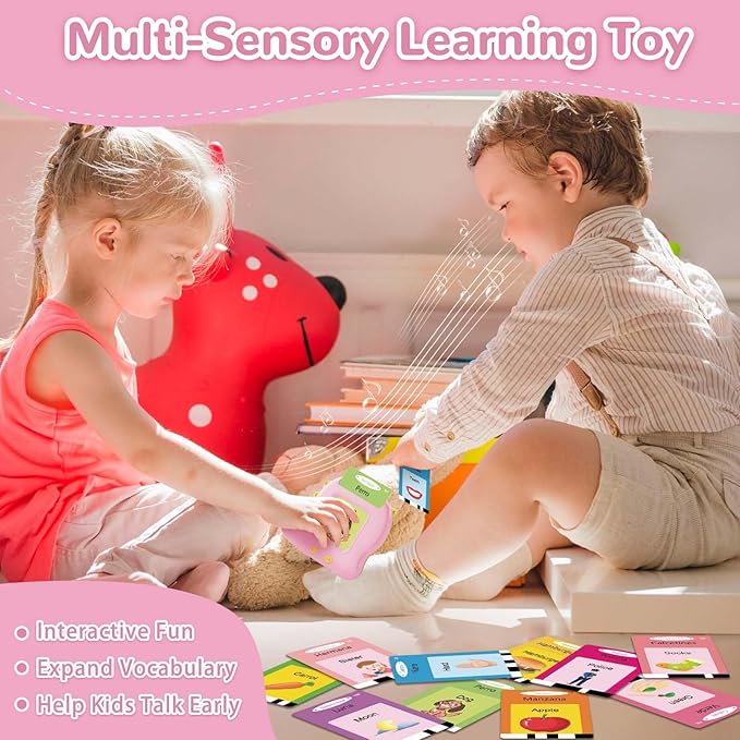 Girls Toys Spanish Talking Flash Cards - Toddler Montessori Toys for Age 2-4, Bilingual Español Speech Therapy, 224 Words Preschool Learning Activity, Gifts for Little Girls 2 3 4 5 Years Old