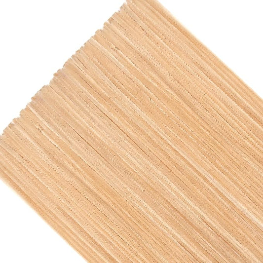 TOAOB 100pcs Pipe Cleaners Beige Pipe Cleaners Chenille Stems 6mm x 12 Inch Fuzzy Sticks Craft Supplies for Art DIY Crafts Decorations