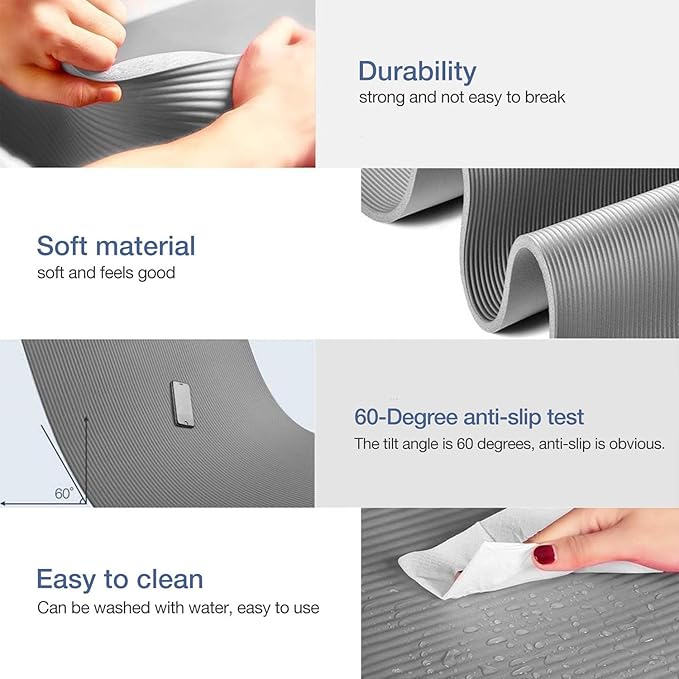 Yoga Mat Non Slip NBR Extra Thick Yoga Mat, 72"L x 32"/24"W x 0.6"/0.4"TH (185cm x 80cm/61cm x 15mm/10mm), Anti-Tear Exercise Mat with Carrying Strap and Bag, Workout Mats for Yoga, Pilates