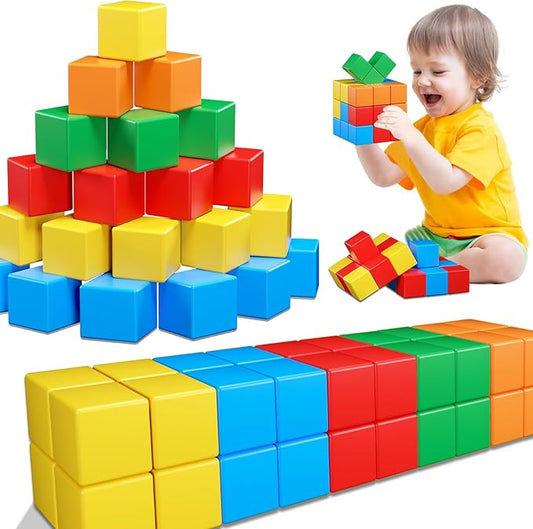 Magnetic Blocks for Toddlers Toys,1.42 Inch Building Blocks Toys for 3 4 5 6 7 8+Years Old Boys Girls, Magnetic Cubes for Kids STEM Montessori Toys Educational Sensory Magnet Toys for Kids Age 1-3 3-5