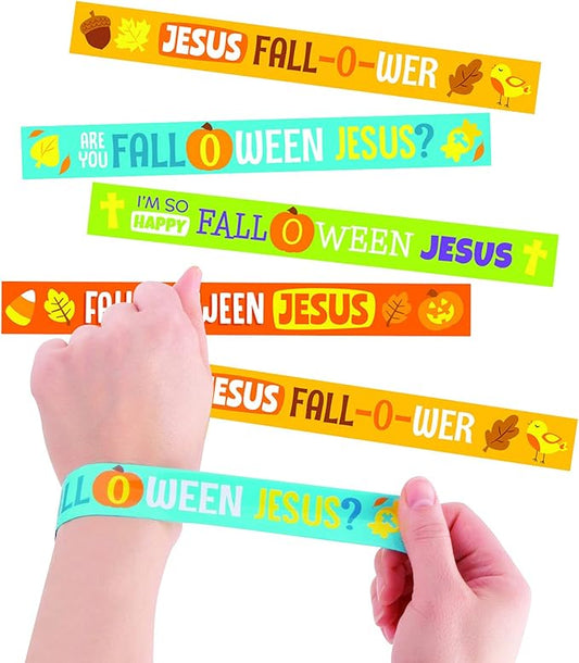 Fun Express Fall-O-WEEN Jesus Slap Bracelet ASST - Jewelry - 12 Pieces