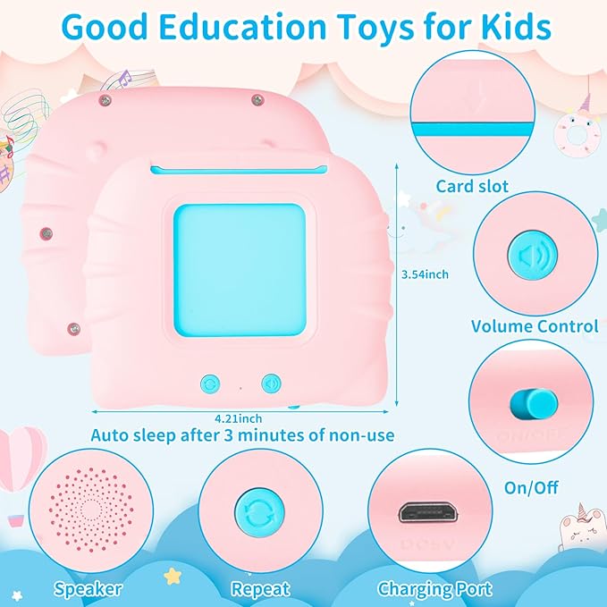 Toddler Talking Flash Cards for Kids with 224 Sight Words, Speech Therapy, Autism Sensory Toys, Learning Educational Gifts for Age 1 2 3 4 5 Years Old Boys and Girls Birthday Party