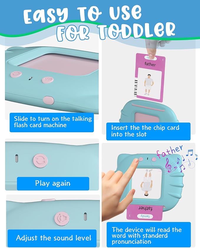 448 Words Talking Flash Cards for Toddlers, Learning Montessori Toys for Kids Ages 1 2 3 4 5 6 Year Old, Autism Sensory Toys for Autistic Children, Birthday Gifts for Daughter Son Boys