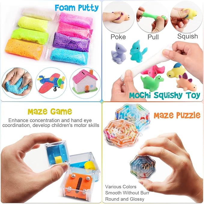 56 Pcs Party Favors Toys for Kids 4-8 8-12 3-5, Treasure Chest Box Toys Classroom Carnival Prizes Small Bulk Pop Fidget Toys Pack Pinata Stuffers Birthday Gifts Goodie Goody Candy Bags Fillers