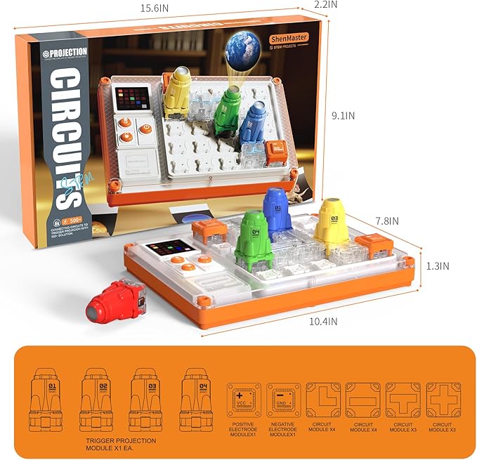 Circuit Board for Kids,STEM Educational Toys with 500 Challenges for Boys and Girls,Circuit Kits for Kids Age 7+ Science Kits as Birthday, ShenMaster
