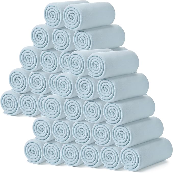Kinlop Fleece Blanket Bulk 60 x 50 Inch Soft Lightweight Fleece Cozy Blanket Warm Throw Plush Pet Throw for Bed Couch Sofa Home Office Wedding Gifts Travel Camping(Mist Blue,40 Packs)