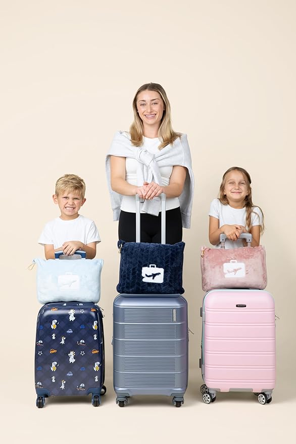 EverSnug Travel Blanket & Pillow 68x42 - Premium Ultra-Soft Microfleece 2 in 1 Compact & Packable Flight Blanket with Soft Bag Pillowcase, Hand Luggage Sleeve and Backpack Clip (Light Pink)