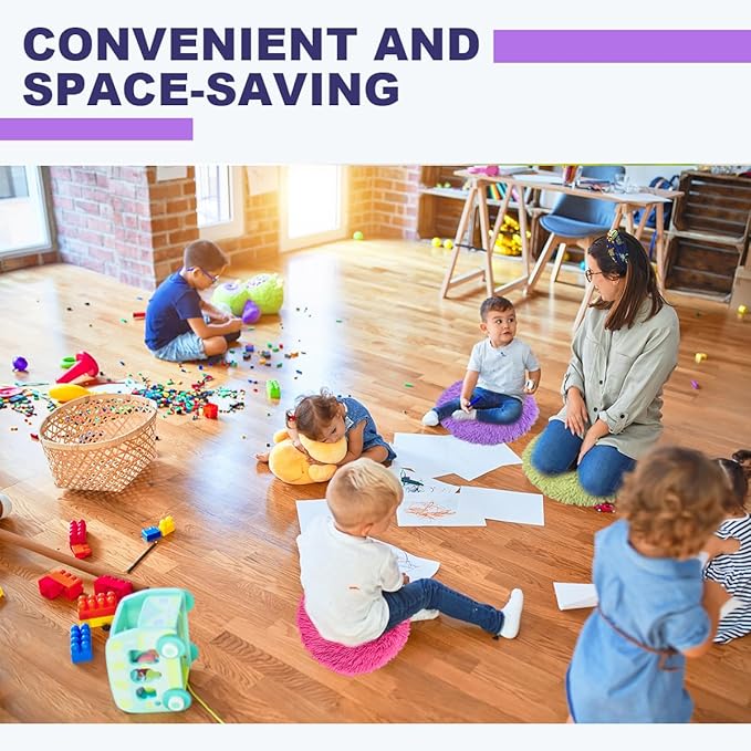 15 PCS Floor Cushions for Kids Colourful Educational Classroom Rug 16 inch Round Floor Cushion Round Seat for School Home Learning Group Activities Play Area