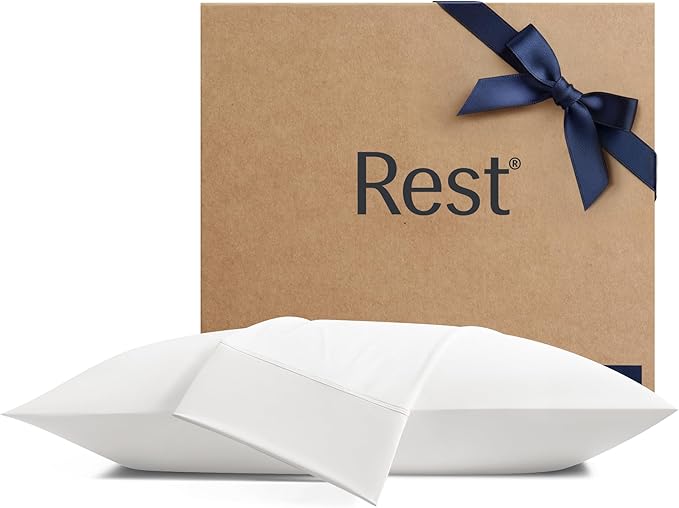 REST® Evercool®+ Cooling Pillowcases King - 2 Pillowcases for Sensitive Skin, Silver Infused Fabric for Hygienic Sleep, Silky Smooth for Curly Hair, High Elastic for Snug Fit (19x35 inches)