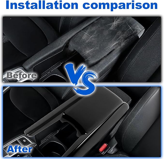 BreTrewri Interior Armrest Console Cover for 2016 2017 2018 2019 2020 Honda Civic 10th gen Honda Civic 2016-2021 Center Armrest Lips Cover Caps Civic Accessories (16-21Civic-Shinny Black 3pcs)