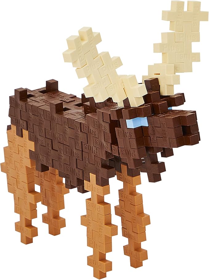Plus Plus 3D Animal Figurine Building Block Set, 70 Mini Interlocking Puzzle Pieces, Fun STEM Toys for Kids - Moose Mini Maker Tube