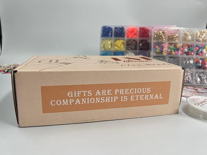 Clay Beads 7200 Pcs 2 Boxes Bracelet Making Kit - 24 Colors Polymer Clay Beads for Bracelet Making Set - Jewelry Making kit Supplies and Charms - Bracelet Making Kit for Girls Teens Kids Age 4-12…