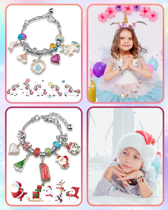 Advent Calendar 2024 Girls, Unicorn & Christmas Themed Charm Bracelets Advent Calendars for Kids Teens 4-12, Best Friends Jewelry Making Kit Craft Toys Countdown Advent Calender for Teenagers & Women