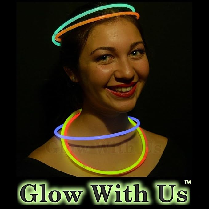 600 Glow Sticks Bulk Wholesale Necklaces, 22” Glow Stick Necklaces, Assorted Bright Colors, Glow 8-12 Hr, Connector Pre-attached(handy), Glow-in-the-dark Party Supplies, GlowWithUs Brand
