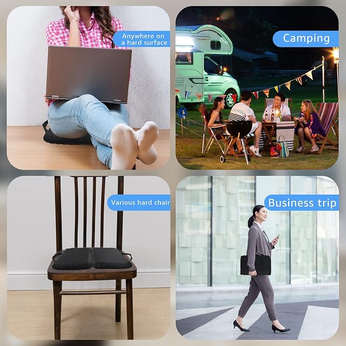 New Upgraded Portable Seat Cushion (15.7" x 11.8") Foldable Travel Cushion, for Airplane Seats, Camping, Stadium, Cinema, Garden Benches Seat Cushion