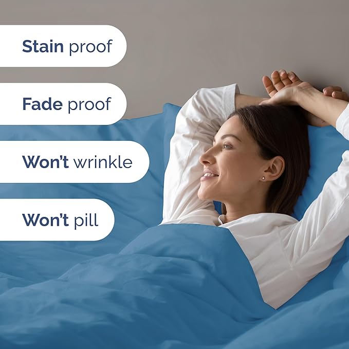 CGK Unlimited Duvet Cover Twin/Twin XL Size Set - Extra Soft Duvet Cover 68 x 90 with 1 Pillow Sham - Hotel Quality, Fade Free w/Zipper Closures & Ties - Bedding and Bed Linens Set (Denim Blue)