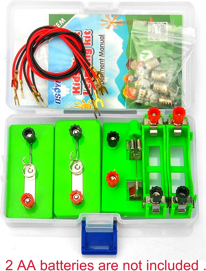 OSOYOO Kids Electricity Circuit Learning Kit for Science Study,Series Circuit Parallel Circuit, Physics Experiments Learning Tool for Kids Age 5+