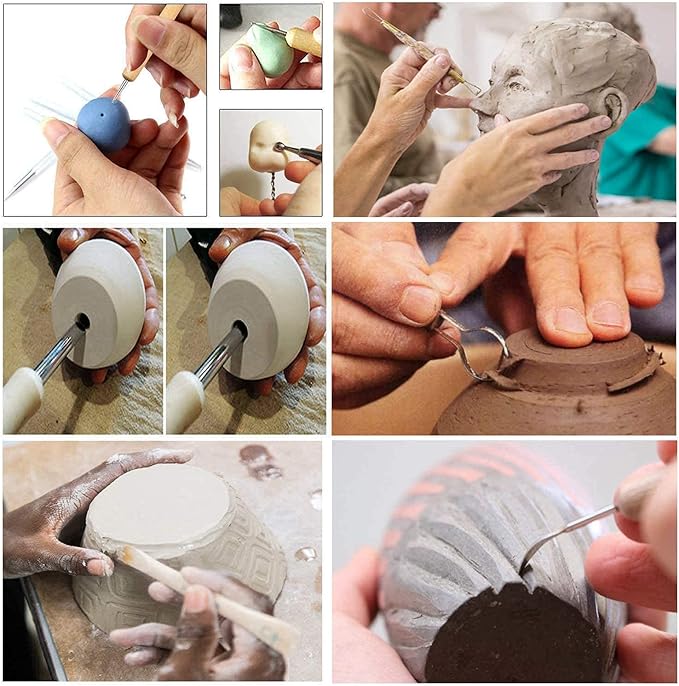 57PCS Ceramic Clay Tools Set with Plastic Case Modeling Pottery Sculpting Tools Kits for Beginners Professionals Kids After School Ceramics Classes