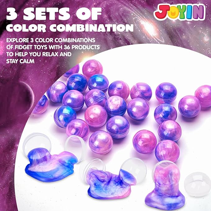 JOYIN Slime Party Favors, 24 Pack Pink Galaxy Slime Ball - Stretchy, Non-Sticky, Mess-Free, Stress Relief, and Safe for Girls and Boys - Classroom Reward, Party Supplies