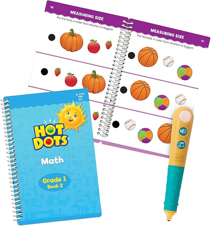 Educational Insights Hot Dots Let's Master 1st Grade Math Set, Math Workbooks, 2 Books with 100 Math Lessons & Interactive Pen, Ages 6+