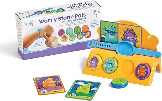 hand2mind Worry Stone Pals, Worry Stones for Anxiety, Fidget Bracelet for Kids, Kids Anxiety Relief, Toddler Sensory Toys, Calming Toys, Calm Down Corner Supplies, Social Emotional Learning Activities