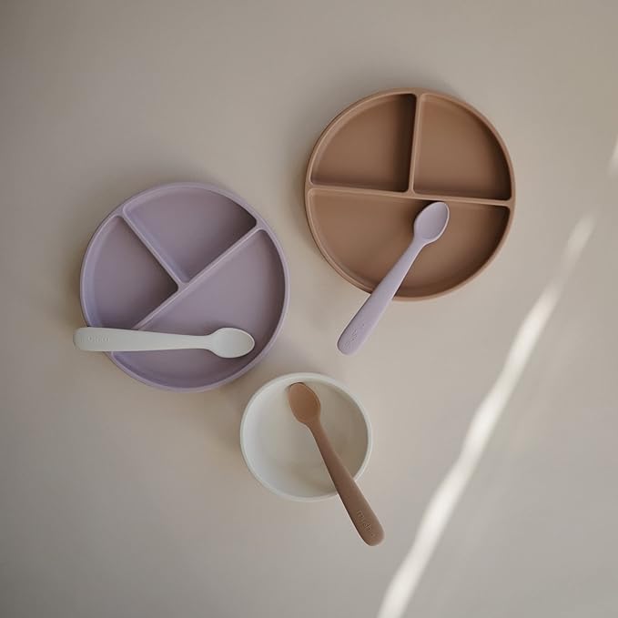 mushie Silicone Suction Plate | BPA-Free Non-Slip Design (Soft Lilac)