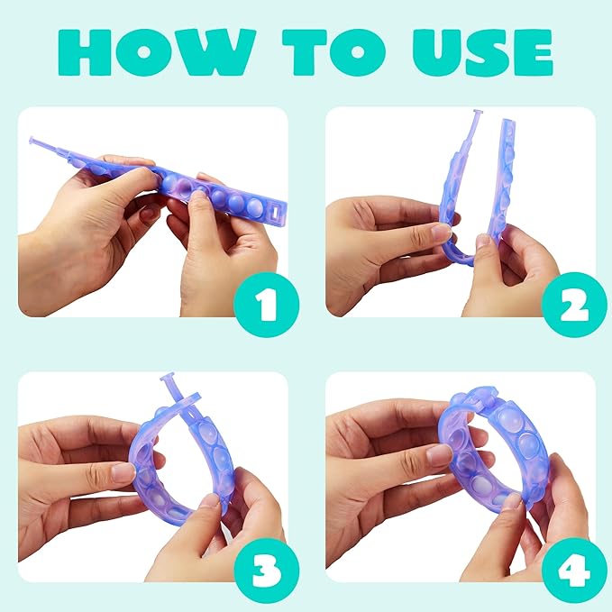 JOYIN 36 Packs Valentines Day Pop Fidget Bracelet, Multicolor Stress Relief Finger Press Bracelets Wristband Fidget Toys for Kids Valentine's Classroom Exchange, Valentine's Party Favors