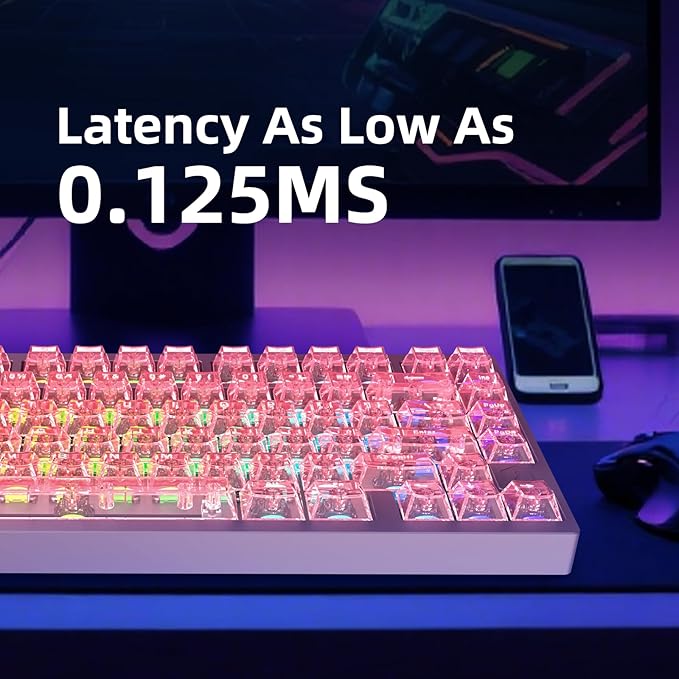 MG75MAX 81 Keys Wired Magnetic Switch Keyboard, 256KHZ Single Key Scan Rate, PCB Nano-Coating Waterproof, Hall Effect, 8KHZ/ARGB/CNC Aluminum Gaming Keyboard(Pink)