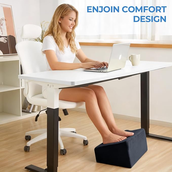 3-Level Adjustable Foot Rest for Under Desk at Work, Ergonomic High-Density Foam Footstool with Crystal Velvet Washable Cover for Office/Home/Game (Black, 17x11.2x17 Inch)