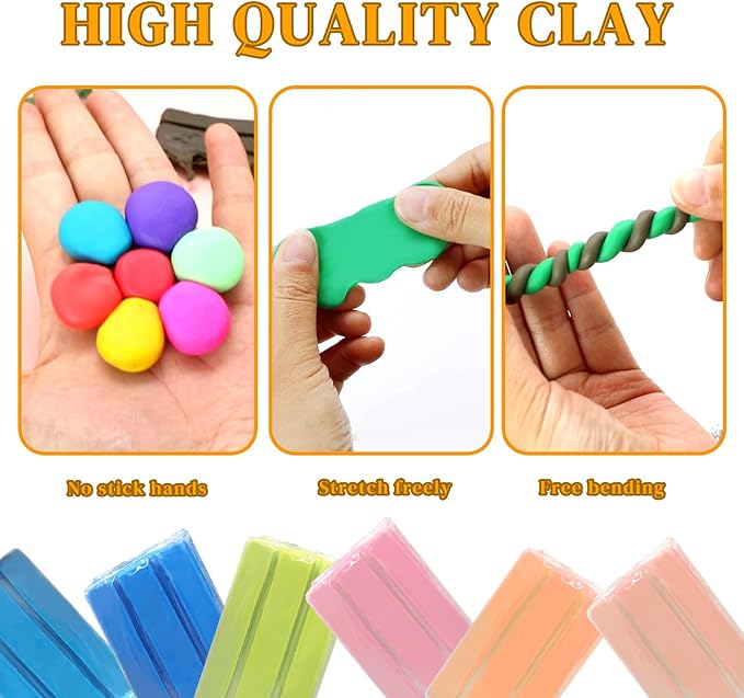 Artecho Polymer Clay, 50 Colors Modeling Clay for Kids, Christmas Earring Making Kit with Sculping Tools, Sculpey Clay Kit for Christmas Gifts