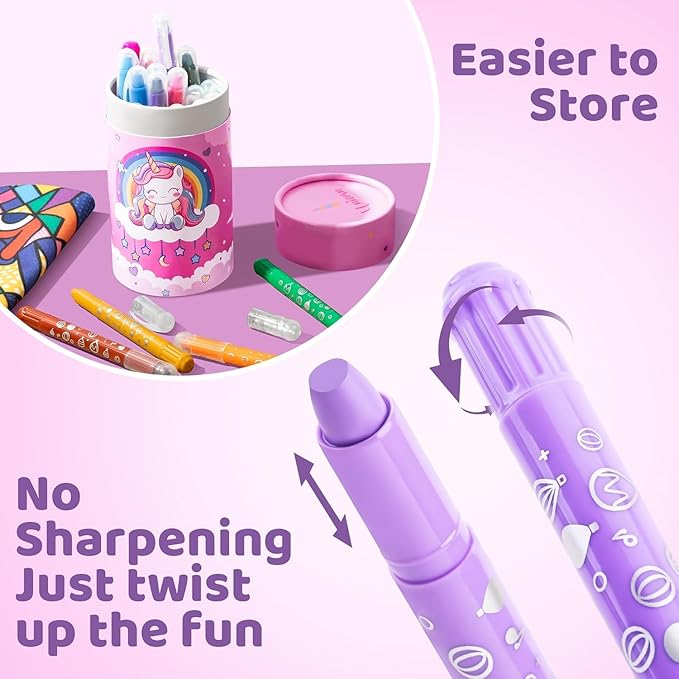 DreamCandy Twist Crayons for Toddlers,24 Colors Non Toxic Washable Crayons for Kids,Art Supplies Drawing Coloring Crayon Set,Gift for Boys and Girls,Back to School,Stocking Stuffers