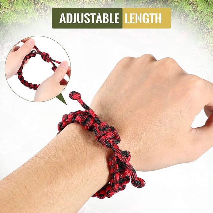 Inbagi 50 Pieces Adjustable Paracord Bracelets Bulk Friendship Bracelets Camo Parachute Survival Bracelet Braided Wristband for Women Men Camping Climbing Theme Party Favor, 6 Colors