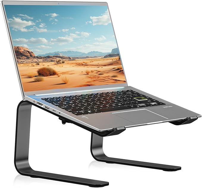 suptek Aluminum Laptop Stand,Ergonomic Detachable Computer Laptop Stand for Desk,Ventilated Cooling Design,Notebook Riser Compatible with MacBook Air/Pro, Dell, HP, Lenovo More 10-16" Laptops, Black