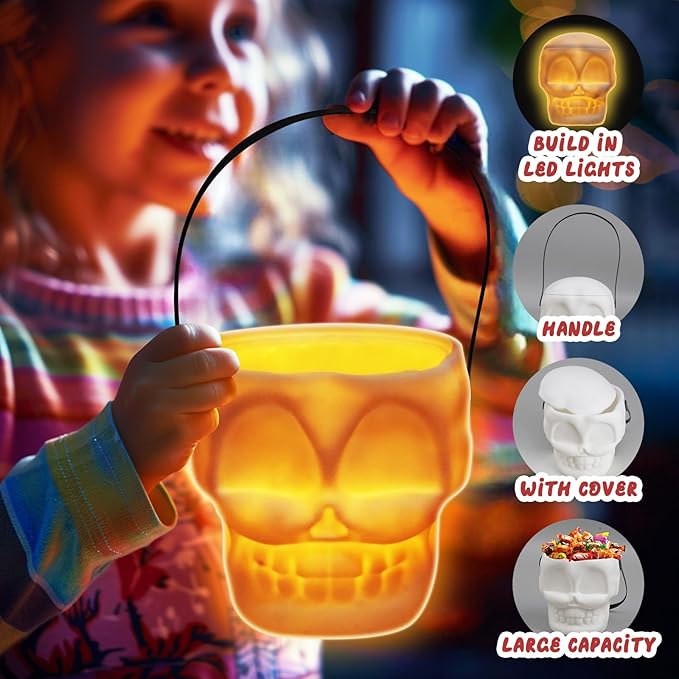 FUNZBO Paint Your Own Lamp, Art & Craft Supplies Skull Painting Kits, Arts and Crafts for Kid Teen Adult, DIY Night Light Toys Christmas Gift for Toddler Girl Boy Age 3 4 5 6 7 8 9 10 11 12 13