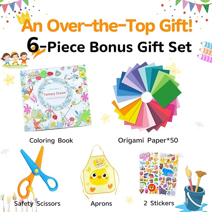 Art Supplies,297 Pack Art Set Drawing Kit for Girls Boys Artist, Deluxe Gift Art Box with Trifold Easel,Includes Oil Pastels, Colored Pencils, Coloring Book, Scissors, Apron,Origami Paper 40 Sheets