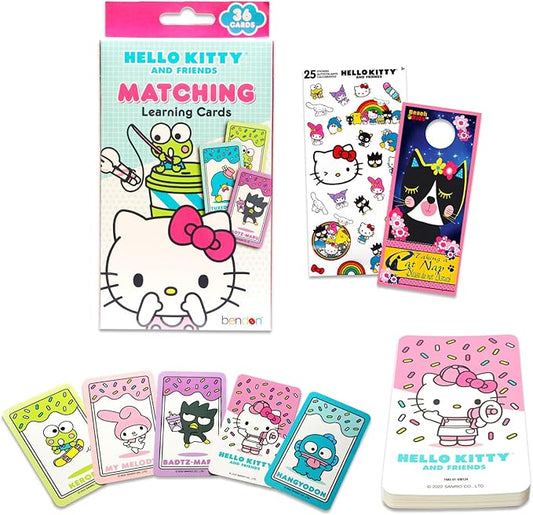 Hello Kitty Card Game Educational Memory Game Set - Hello Kitty Matching Game Flash Cards with Hello Kitty Stickers and More | Hello Kitty Learning Toys for Kids