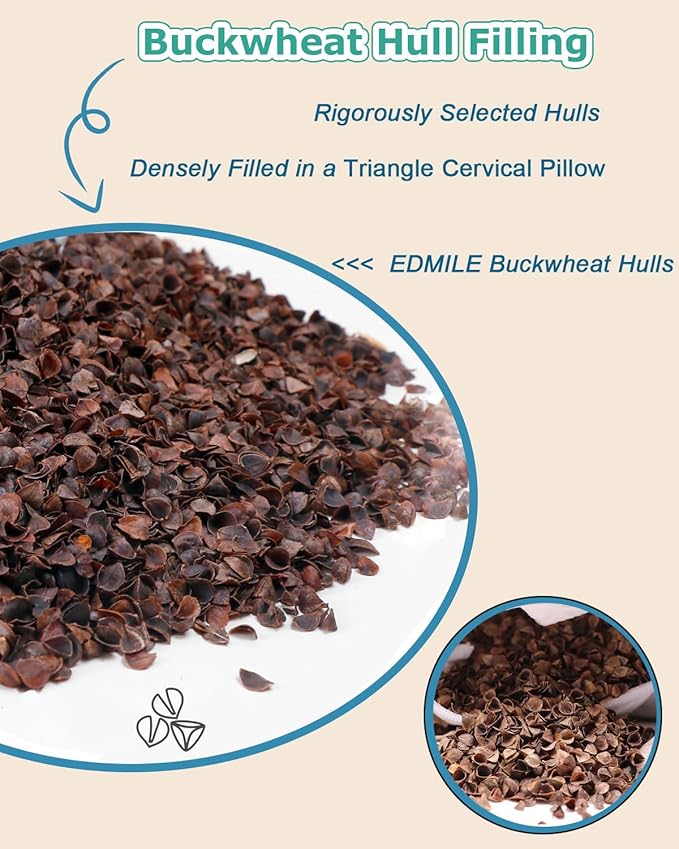 Buckwheat Neck Roll Pillow, Buckwheat Hull Cervical Support Pillow for Back Sleepers for Recliner Travel, Adjustable Firmness Ergonomic Curved Groove Contour for Sleeping, Yellow 6 * 15 inch