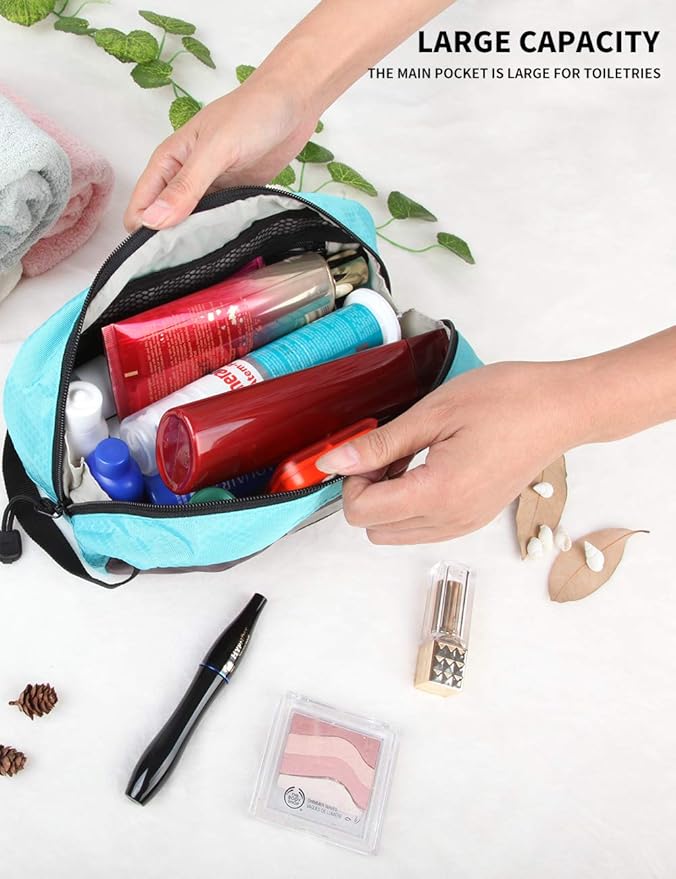 GOX Small Travel Toiletry Bag, Dopp Kit Case For Men, Multifunction Organizer Pouch (Grey/Sky Blue)