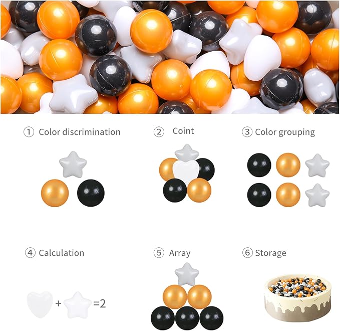GOGOSO Ball Pit Balls,Plastics Balls for Ball Pit, Stars Hearts Shape for PastelBall for Toddlers Kids