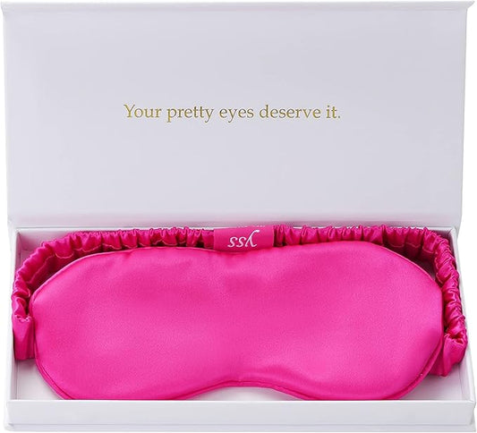 Silk Sleep Mask Light Blocking Luxury 100% Mulberry 19mm Silk Eye Mask Eye Cover Blindfold Ultra Soft Light & Comfy Anti Aging Skin Care with Travel Bag Gift Package