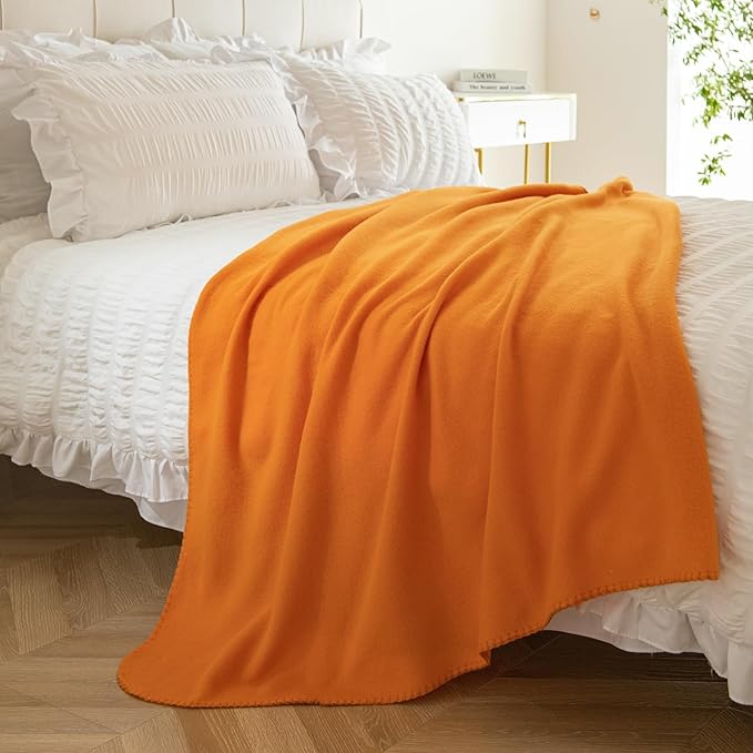 CAI TENG Fleece Throw Blanket Bulk 6 Pack Kids Blankets Throws Soft Lightweight Cozy Polar Fleece50 x 60 Solid Pet-Friendly Bed Sofa Couch Fleece Fabric Travel Wedding Gift Outdoor Orange
