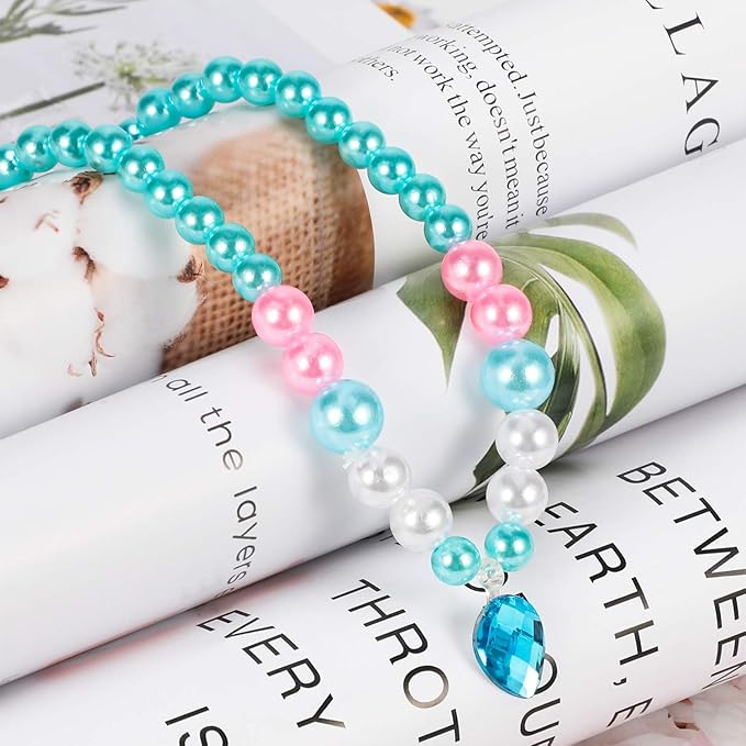 Kids Jewelry Little Girls Plush Handbag Necklace Bracelet Earrings Ring Hair Clips Set, Princess Costume Jewelry Party Favors Gift for Dress up Pretend Play (3-8 Years)