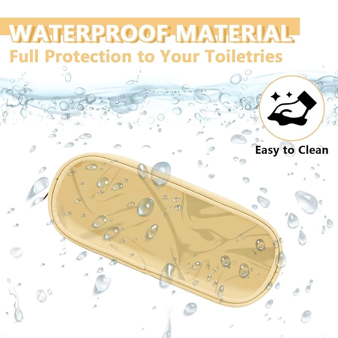 UIXIZQ Clear Small Pencil Pouch Makeup Bag for Purse,Nylon&PVC Pencil Case Waterproof Makeup Brush Holder with Zipper,Preppy Transparent Pen Bag Travel Cosmetic Bag for Women Men Office(Slim-Beige)